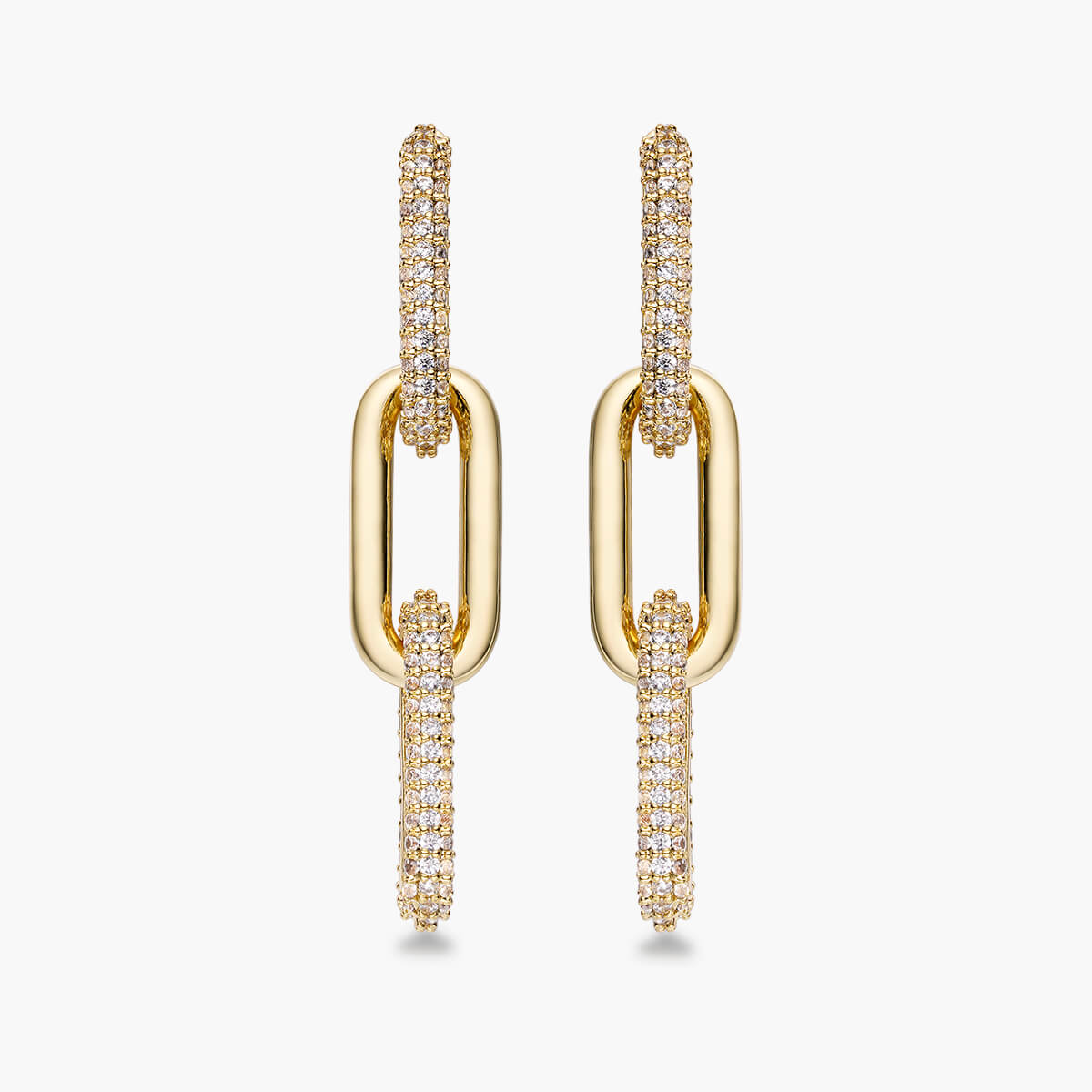 Half Pave Chain Earrings