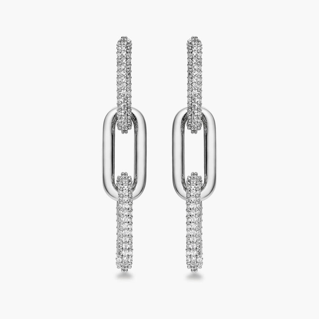 Half Pave Chain Earrings