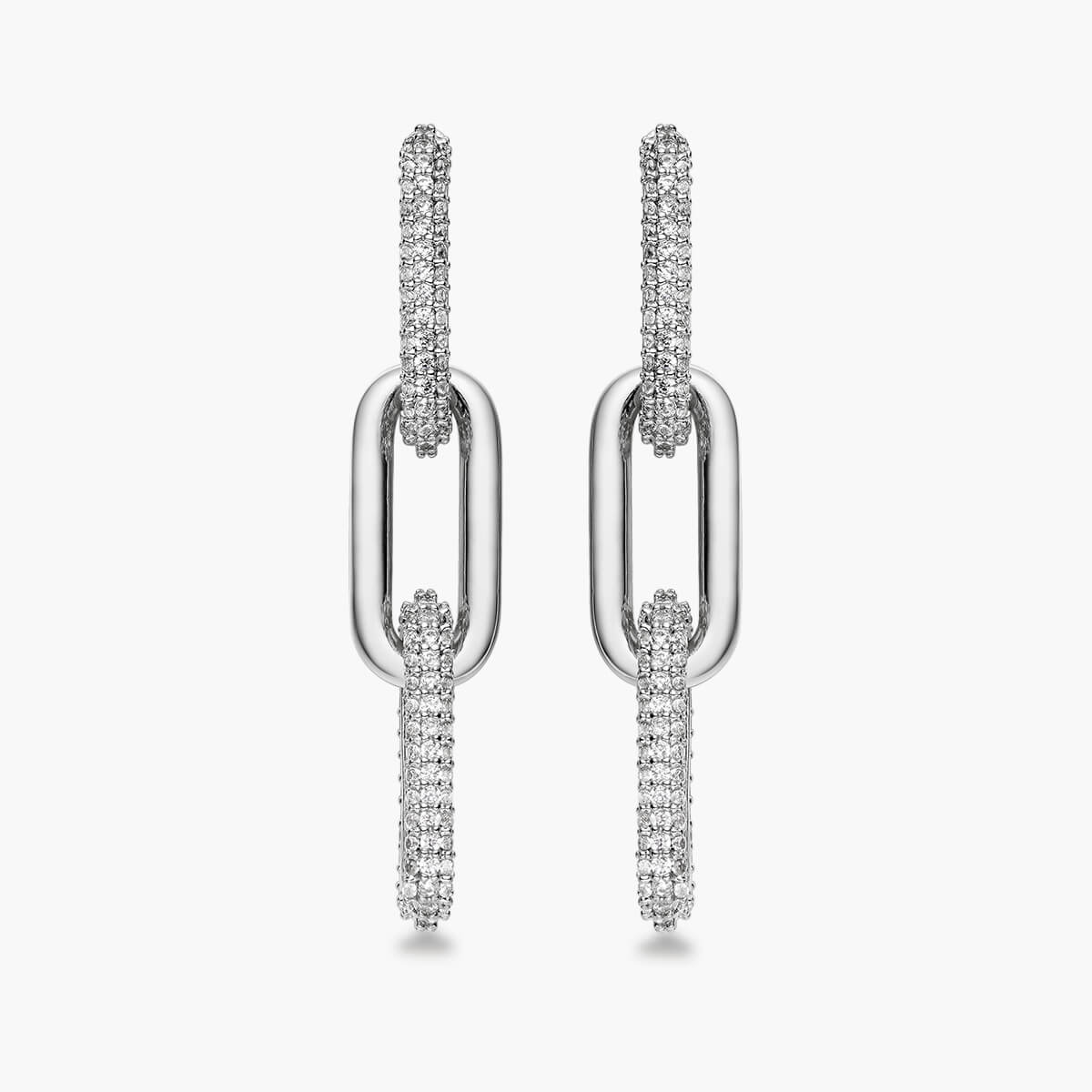 Half Pave Chain Earrings