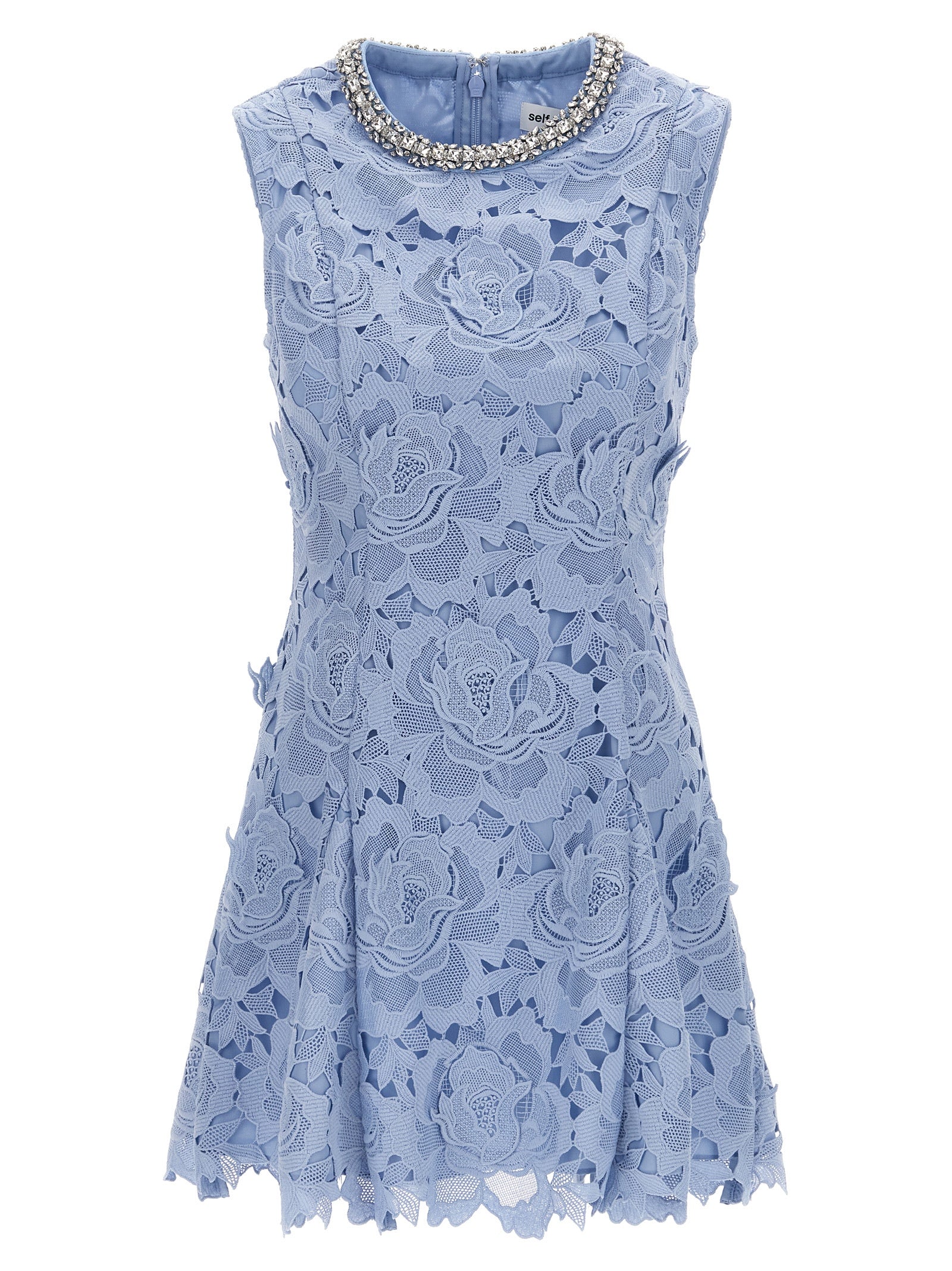 Self Portrait 'Blue Flower Lace Mini' Dress