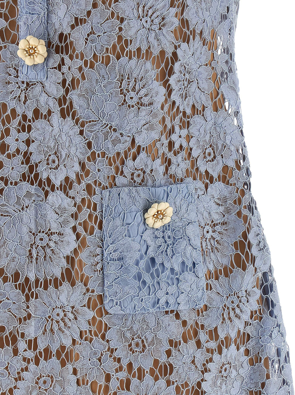 Self Portrait 'Blue Fine Lace Mini' Dress