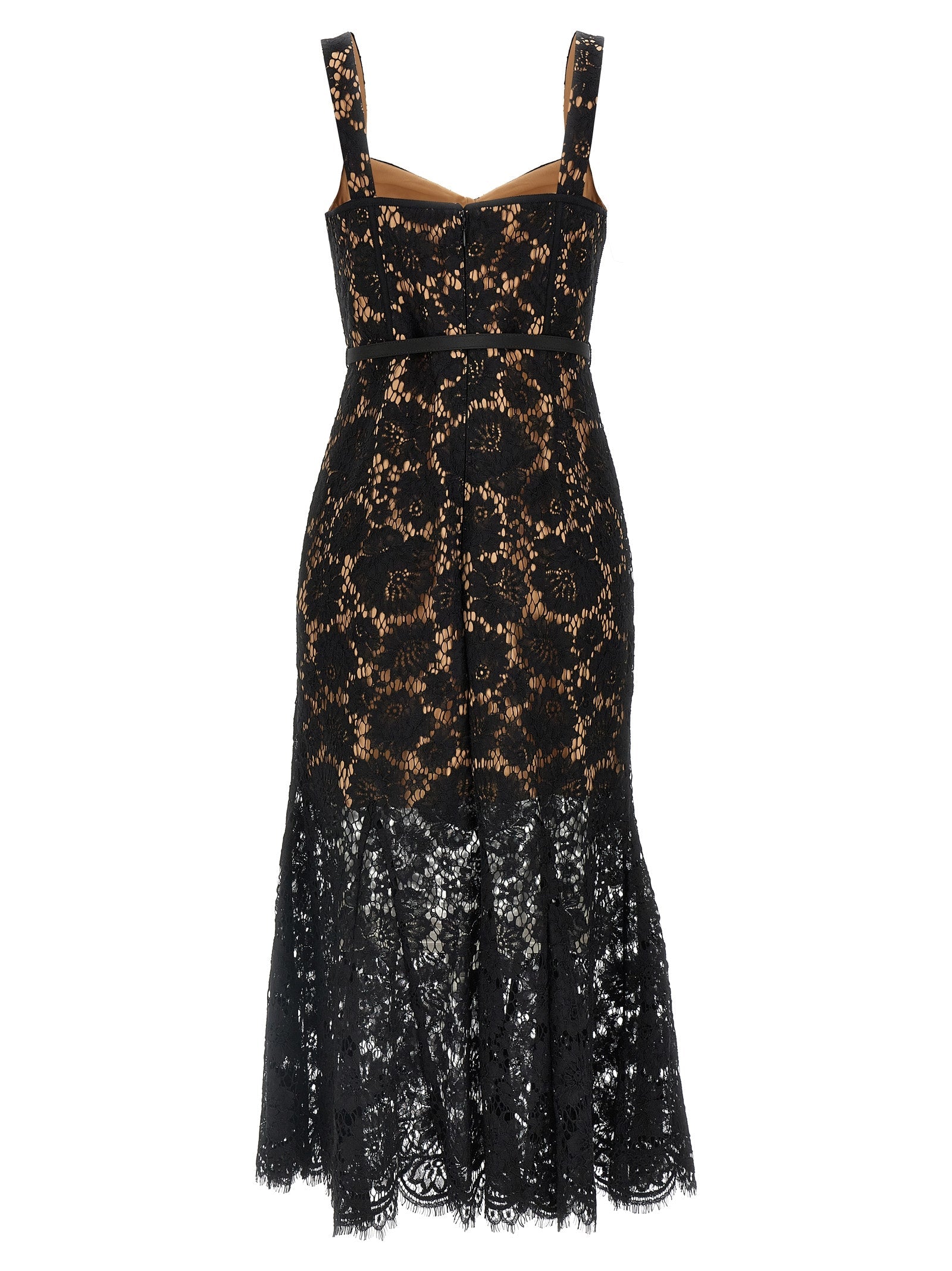 Self Portrait 'Black Fine Lace Midi' Dress