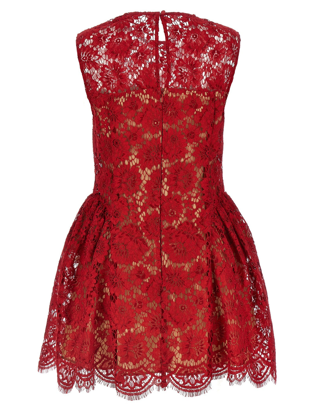 Self Portrait 'Red Fine Lace Pearl Mini' Dress