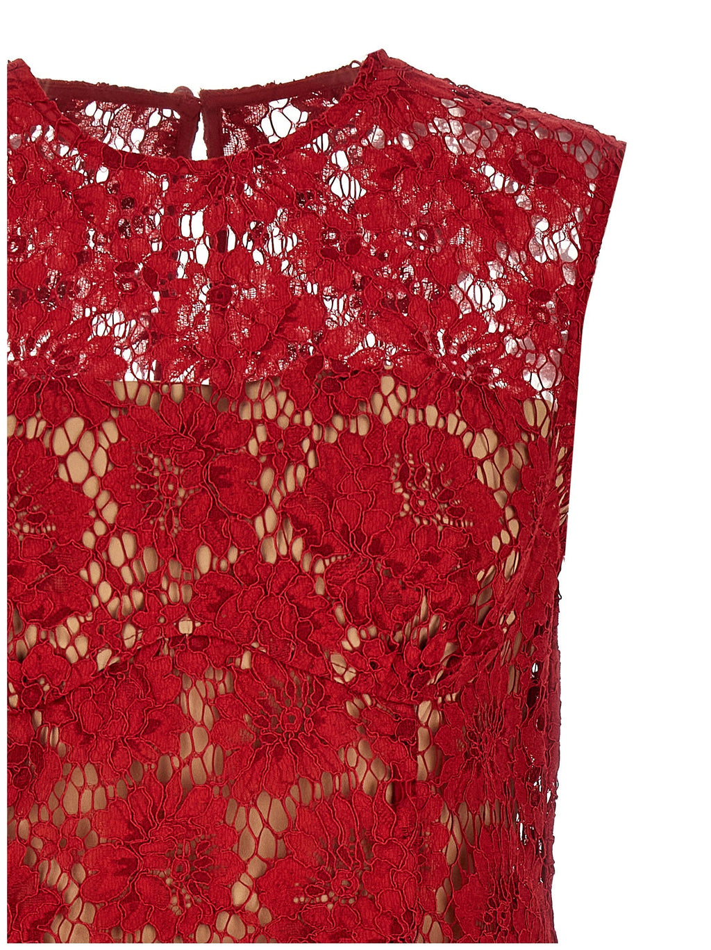 Self Portrait 'Red Fine Lace Pearl Mini' Dress