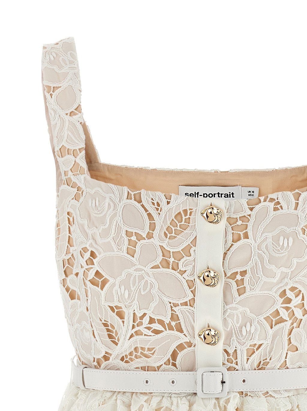 Self Portrait 'White Lace Tiered Mini' Dress