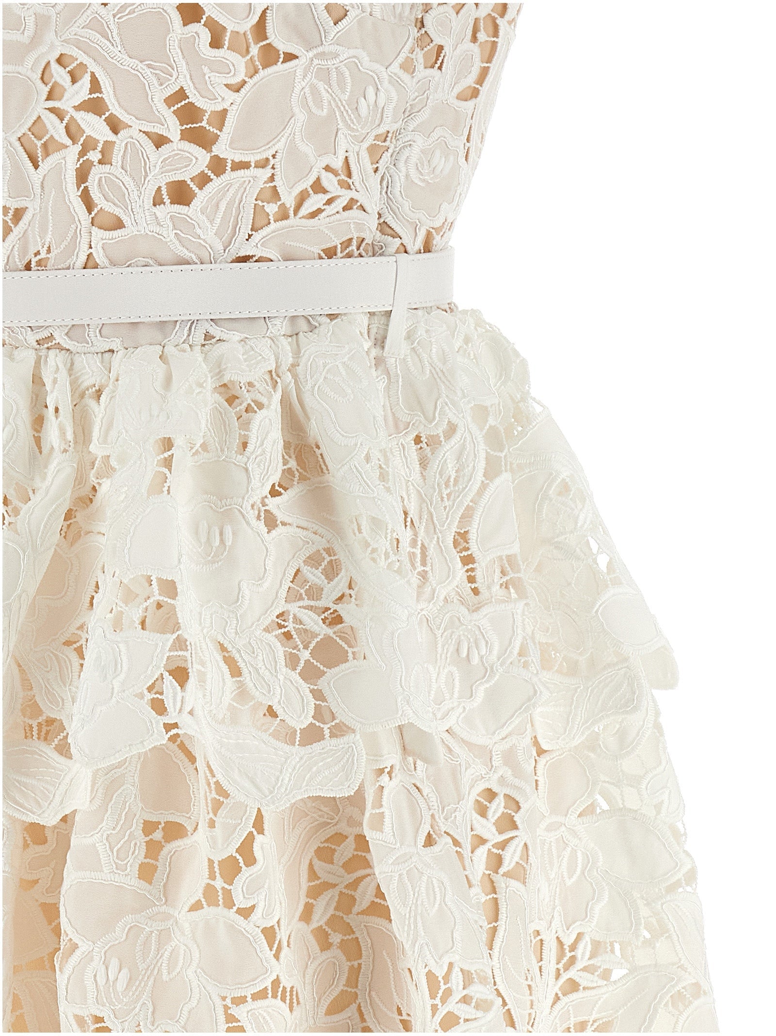 Self Portrait 'White Lace Tiered Mini' Dress