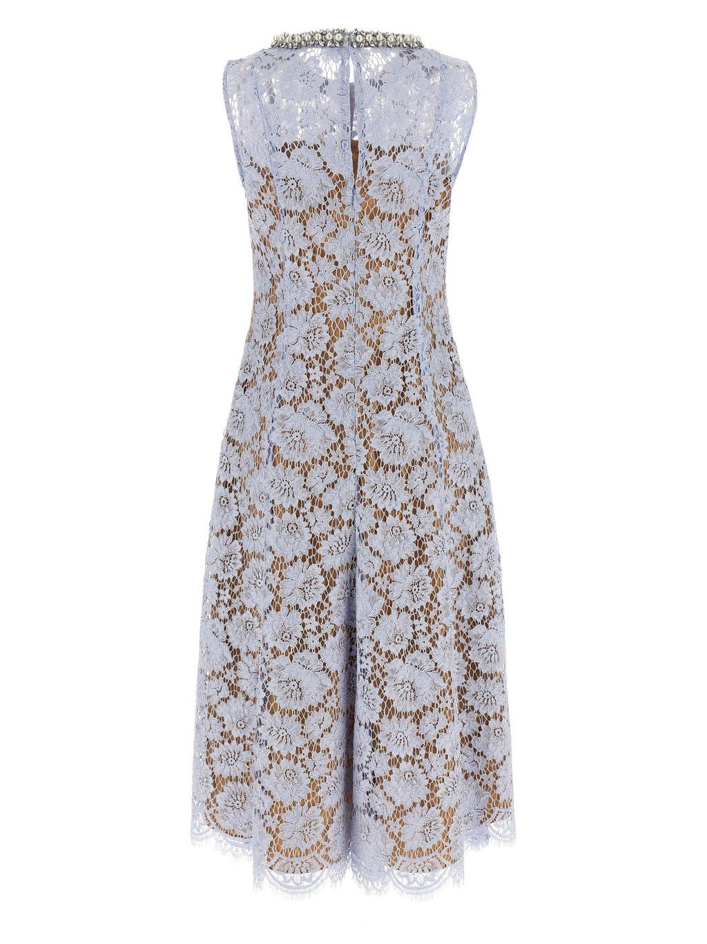 Self Portrait 'Blue Fine Lace Pearl Midi' Dress