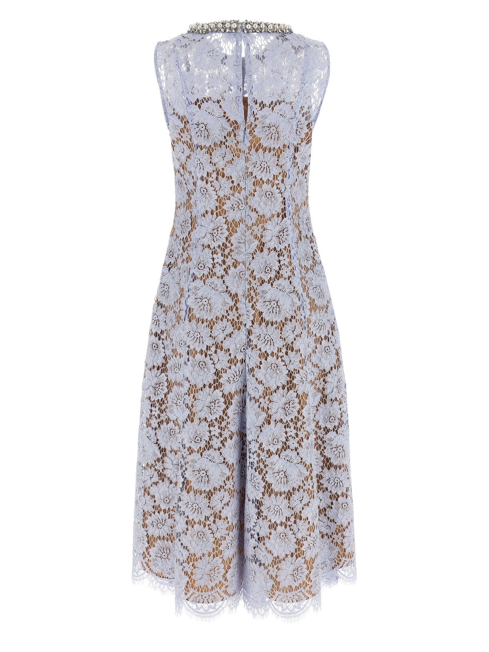 Self Portrait 'Blue Fine Lace Pearl Midi' Dress