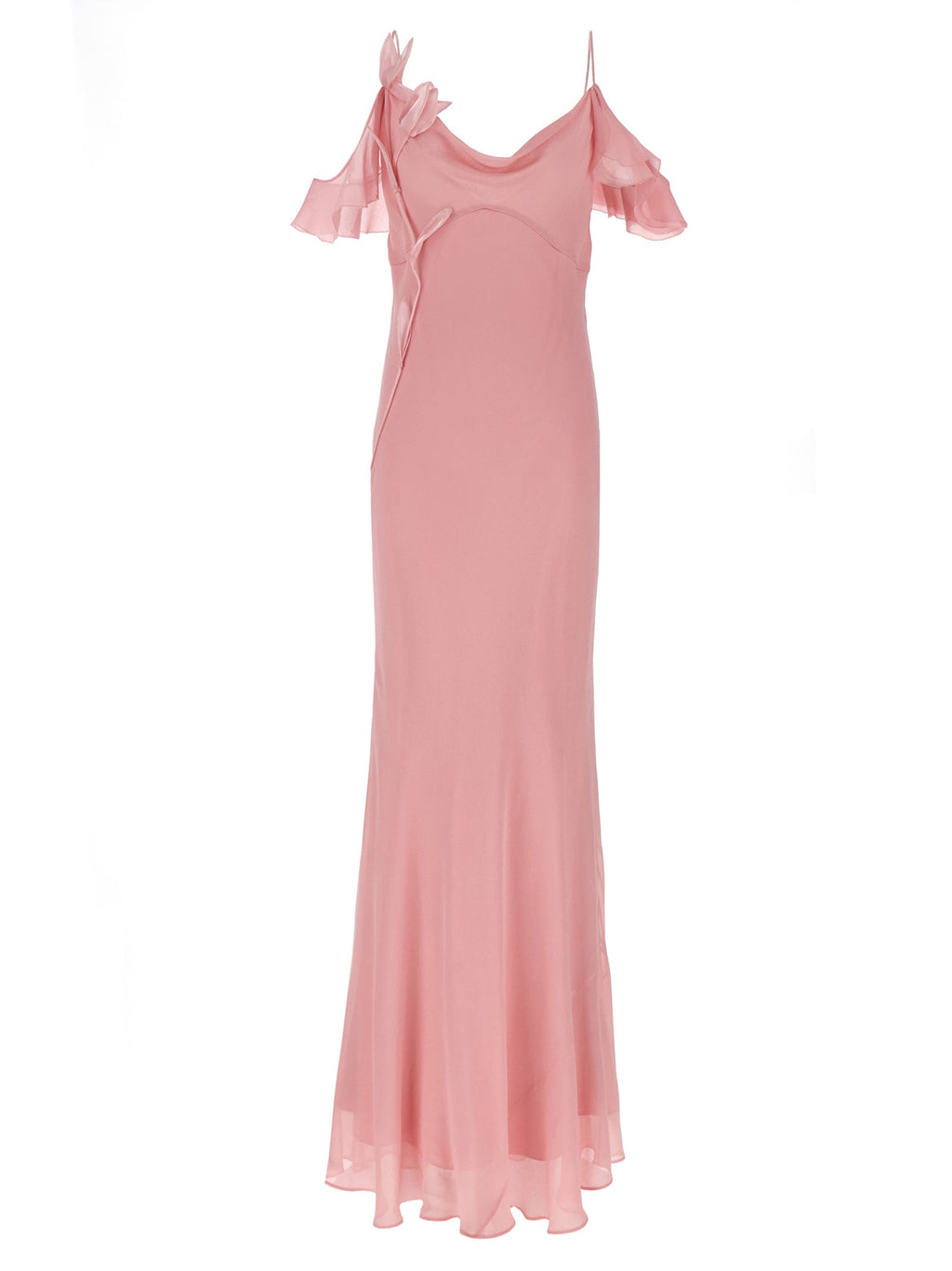 Self Portrait 'Pink Georgette Flower Maxi' Dress