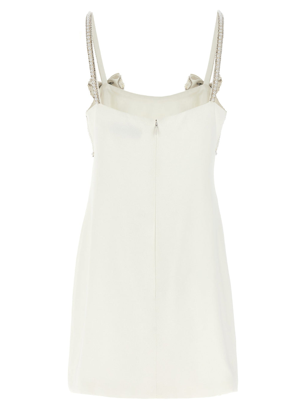 Self Portrait 'White Crêpe Pearl Bow Mini' Dress