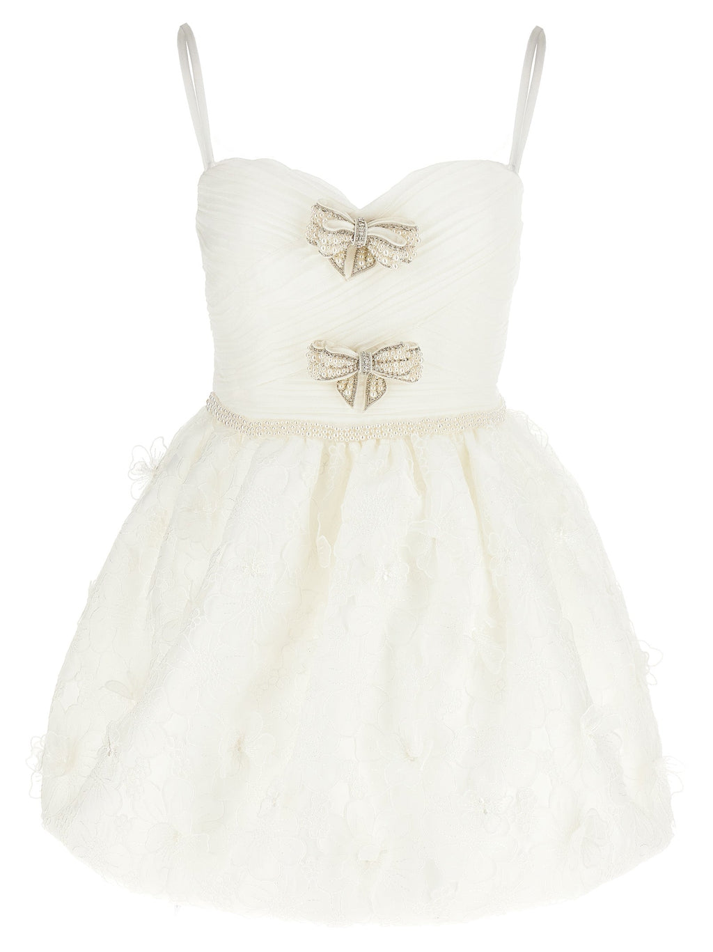 Self Portrait 'White Organza Bow Mini' Dress