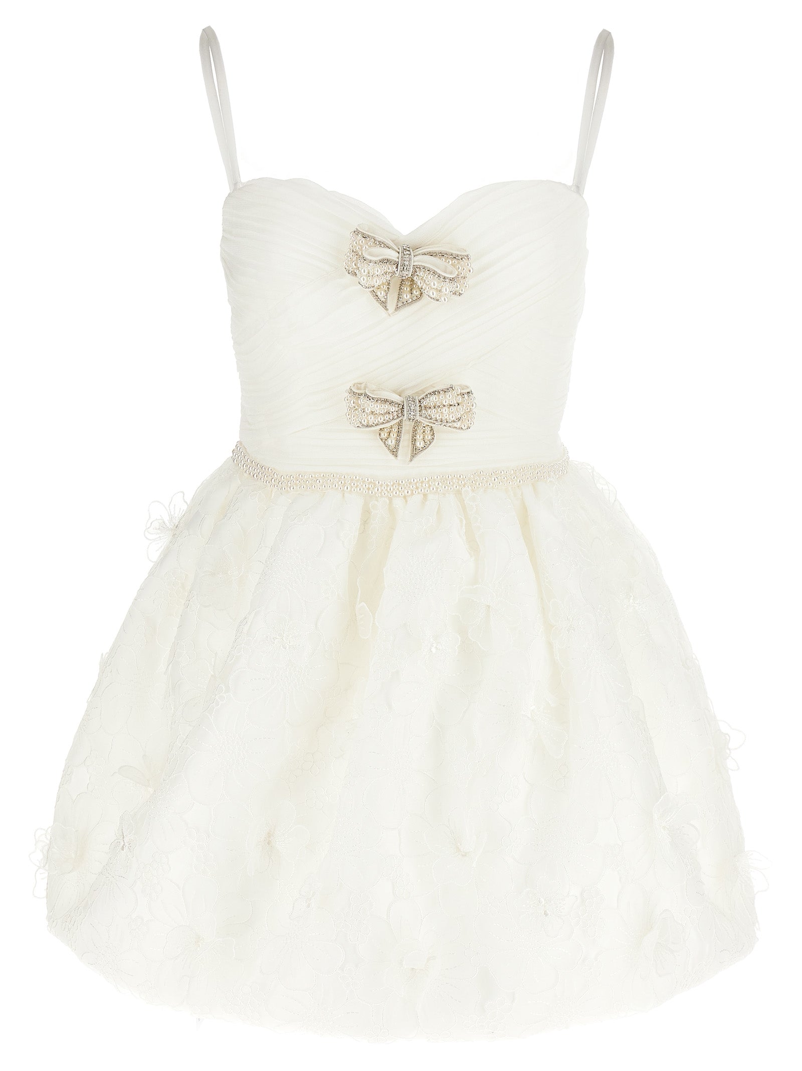 Self Portrait 'White Organza Bow Mini' Dress