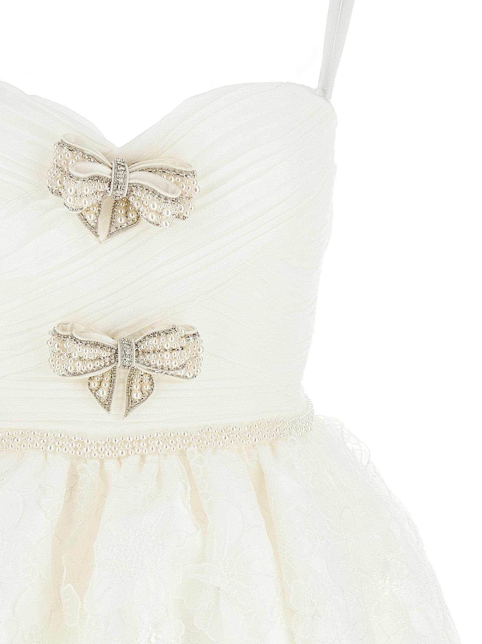 Self Portrait 'White Organza Bow Mini' Dress