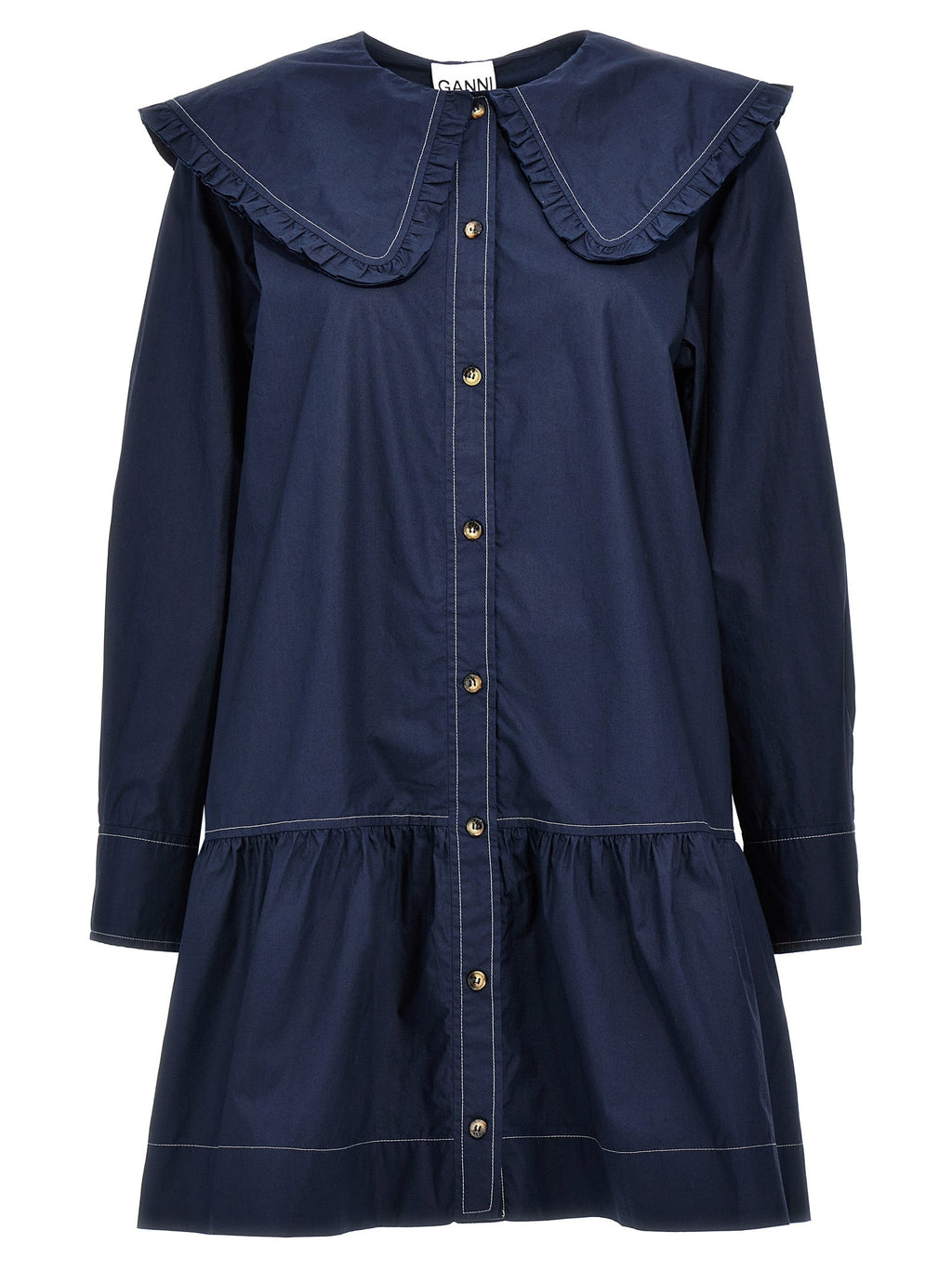 Ganni Wide Collar Mini Dress