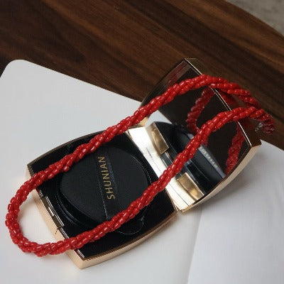 Stylish Red Coral Braided Beads Necklace