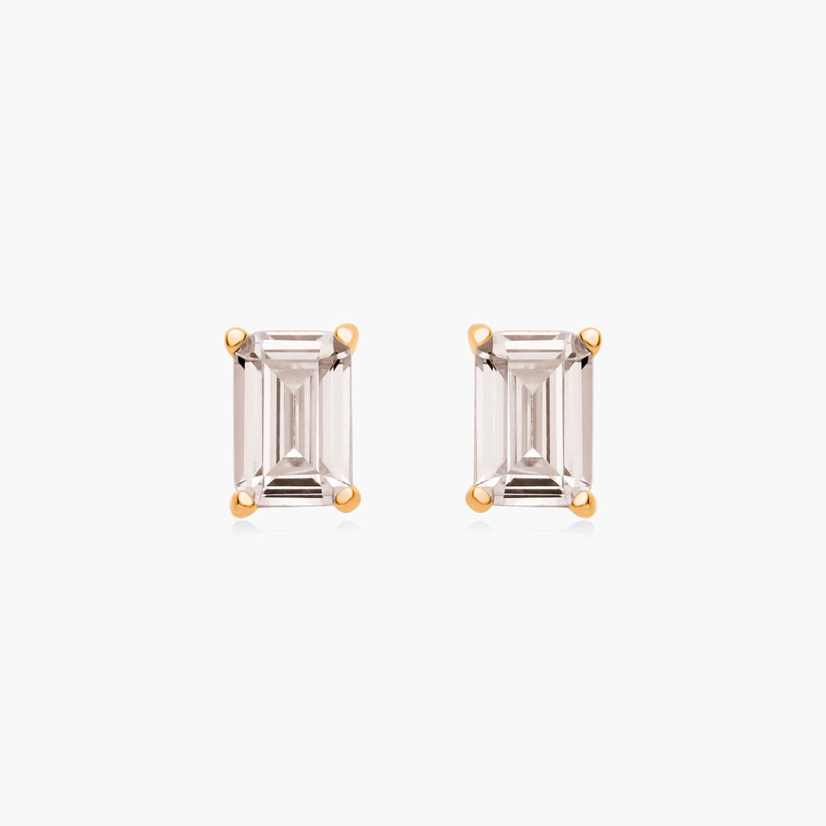 Emerald Cut Studs (Pair) - Sterling Silver