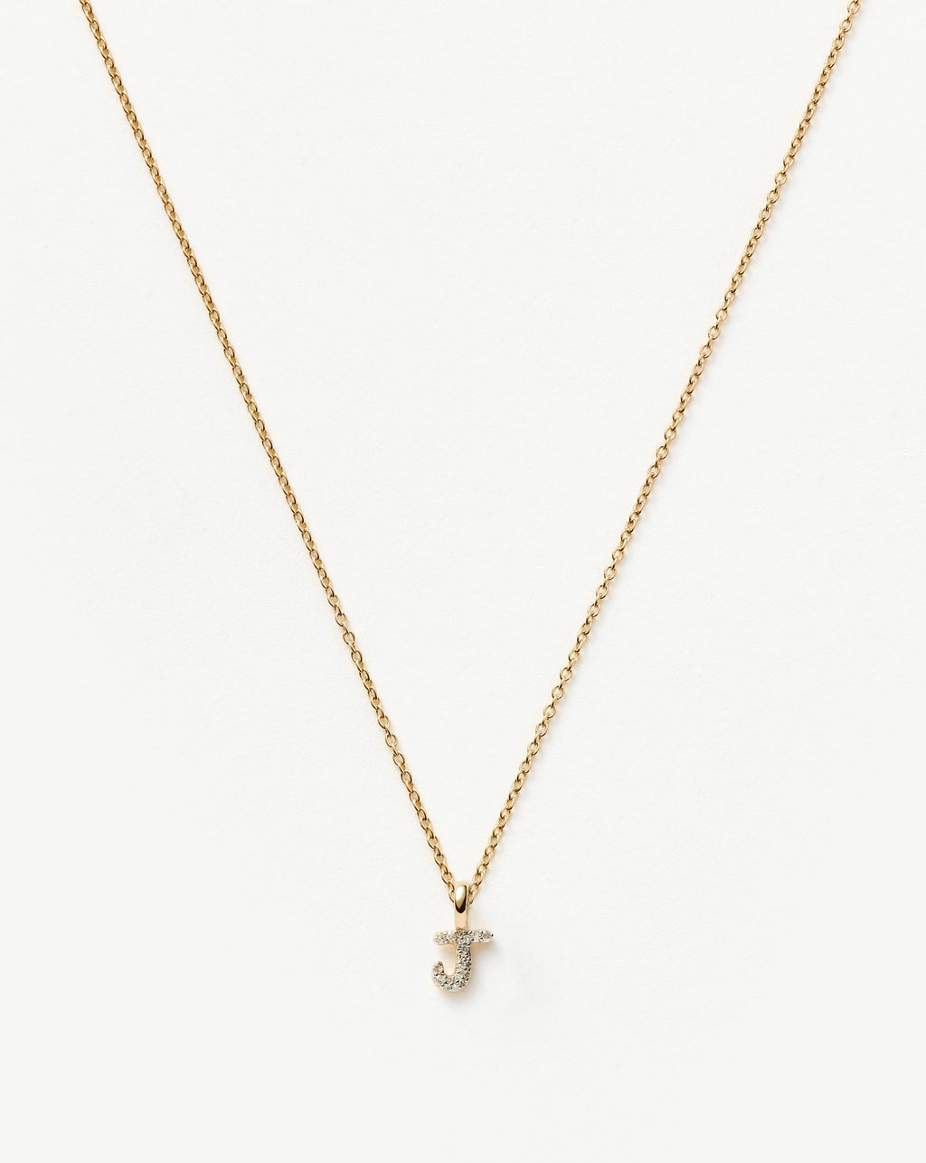 Fine Diamond Initial Mini Pendant Necklace - J | 14k Solid Yellow Gold Plated/Diamond