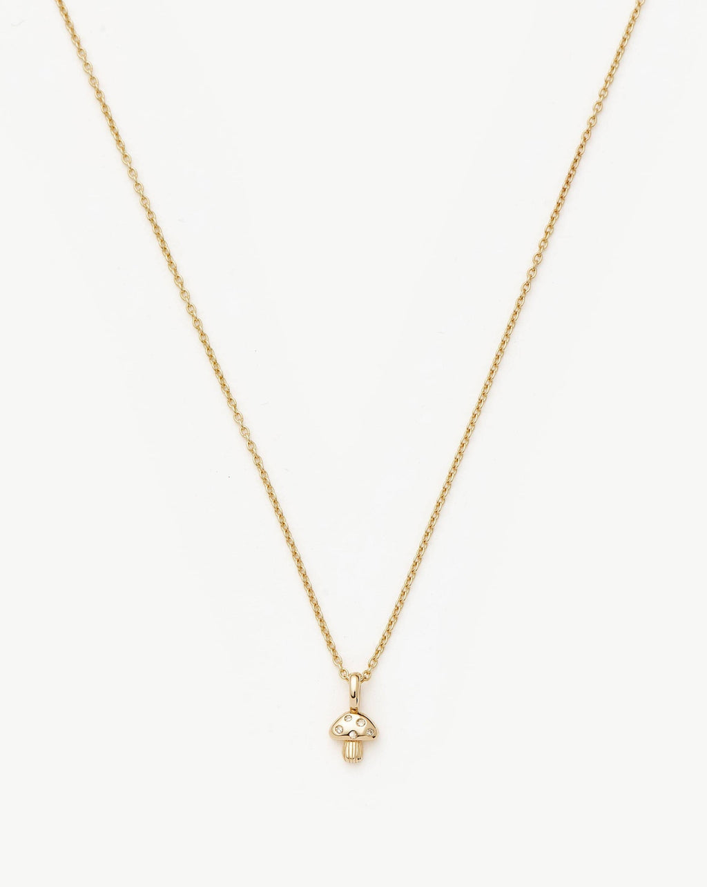 Fine Diamond Mushroom Mini Pendant Necklace | 14k Solid Gold/Diamond