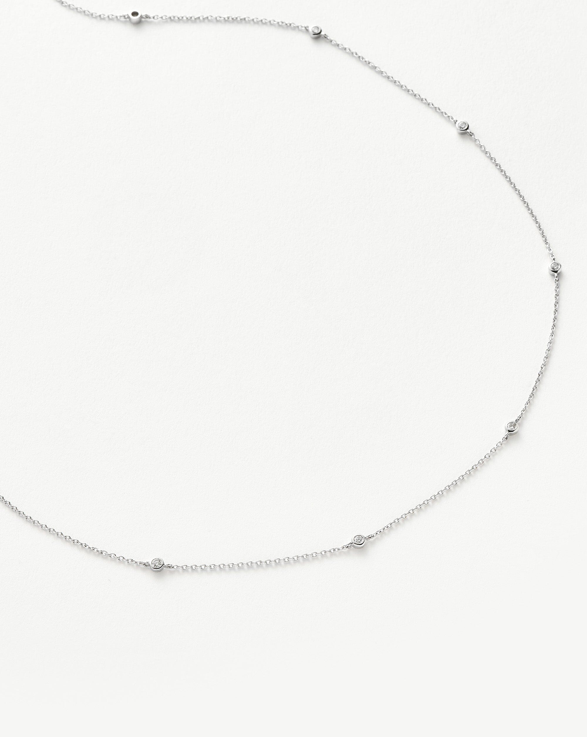 Fine Floating Diamond Necklace | 14k White Gold
