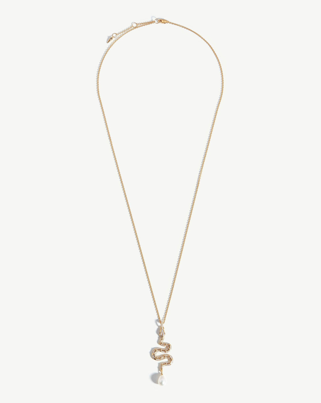 Harris Reed Fine Serpent Necklace | 14k Solid Gold/Pearl & Diamond